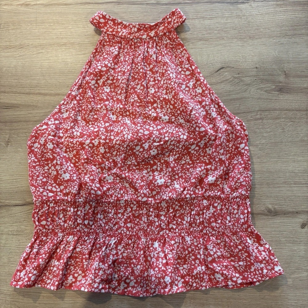 Kirious LA, womens orange/white speckled halter ruched waist Small